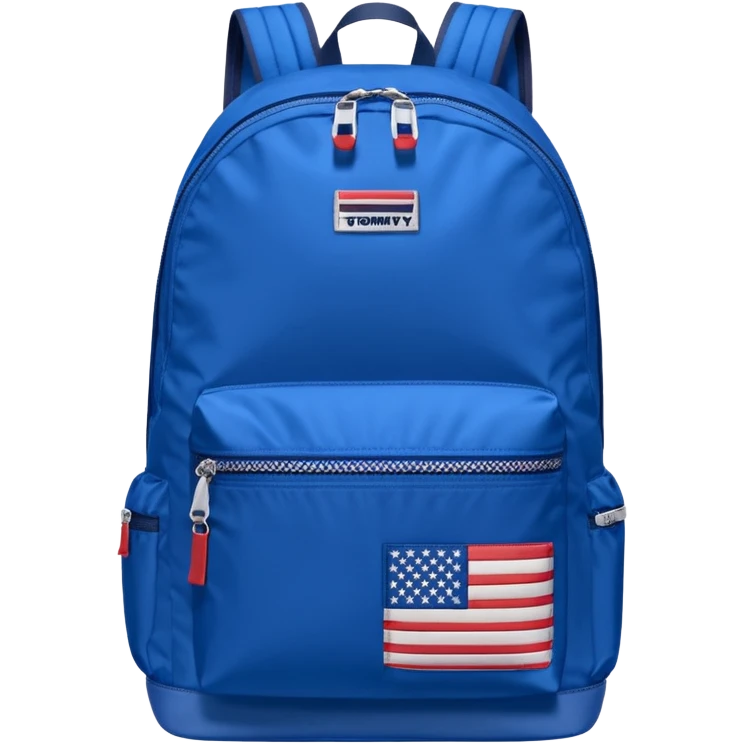 blue backpack with tommyjeans logo like american flag ony at the bottom pocket  emoji