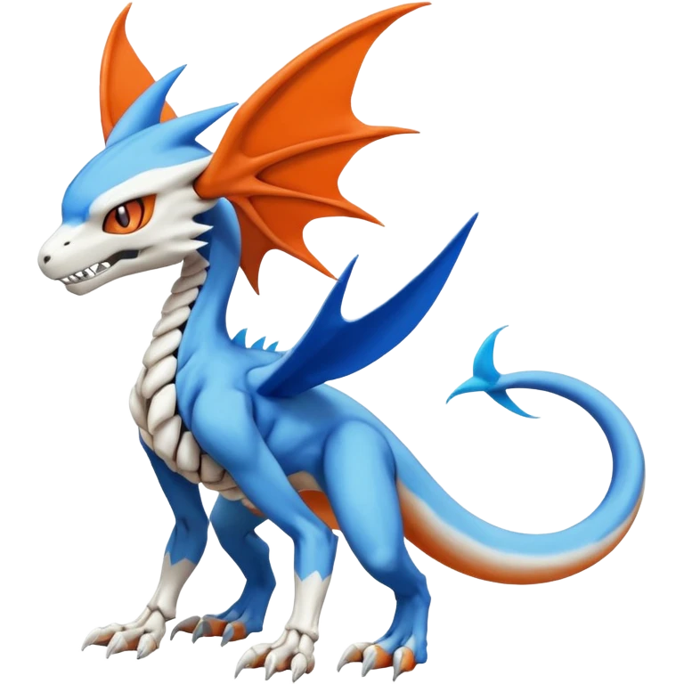 Skeletal Koraidon-Veemon-Digimon-Latias-Peppercat-Pokémon-Flamedramon-fusion-creature, Full body  emoji