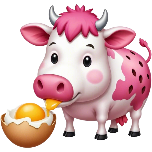 Strawberry cow eating egg emoji