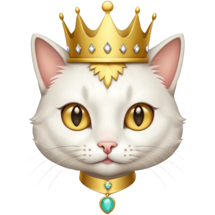 Cat with tiny gold jeweled crown — cute and smug emoji