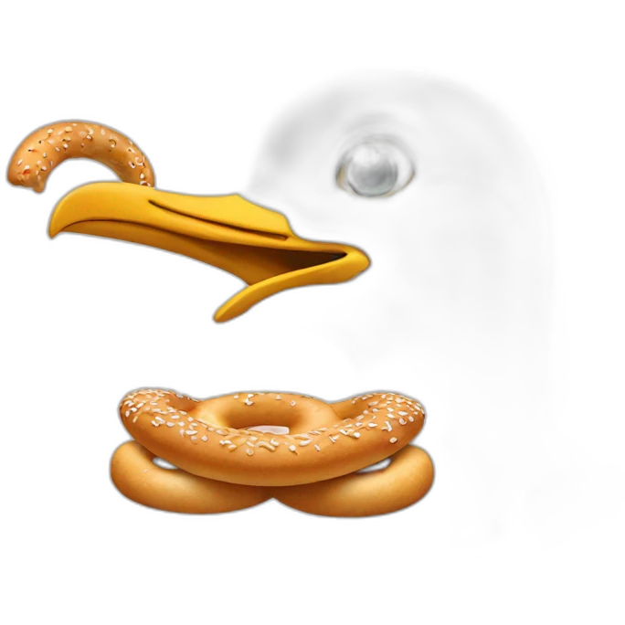 Seagulls with simit in mouth emoji