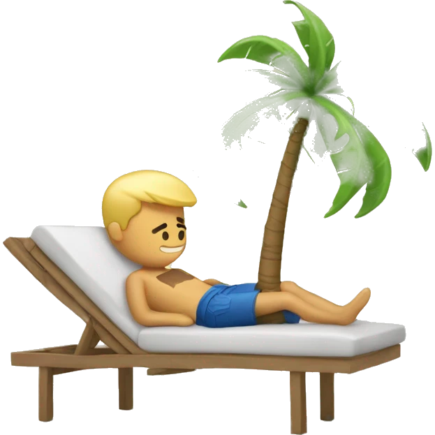 Blond guy rests under palm tree emoji