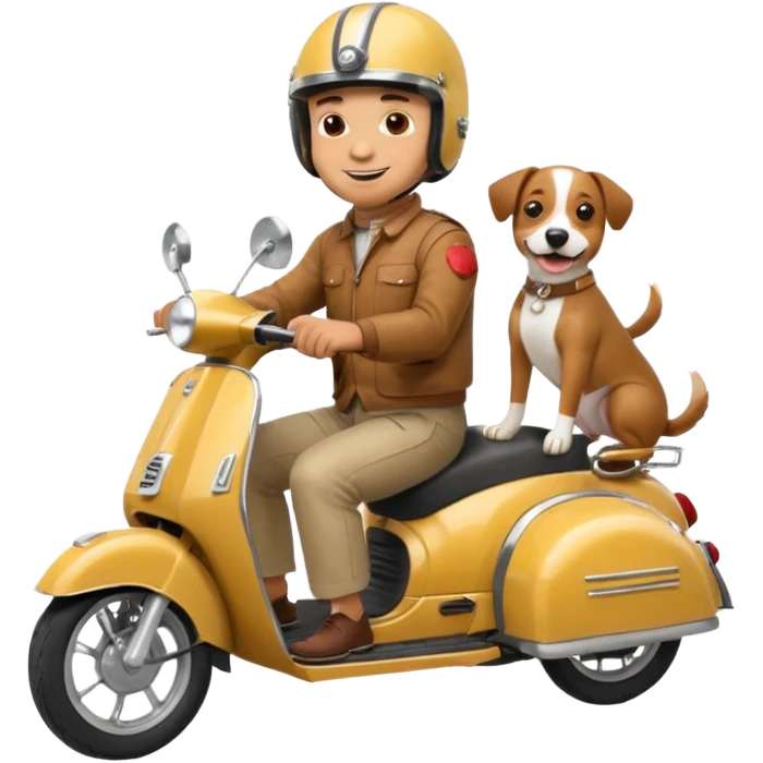man and his pet dog riding a vespa emoji