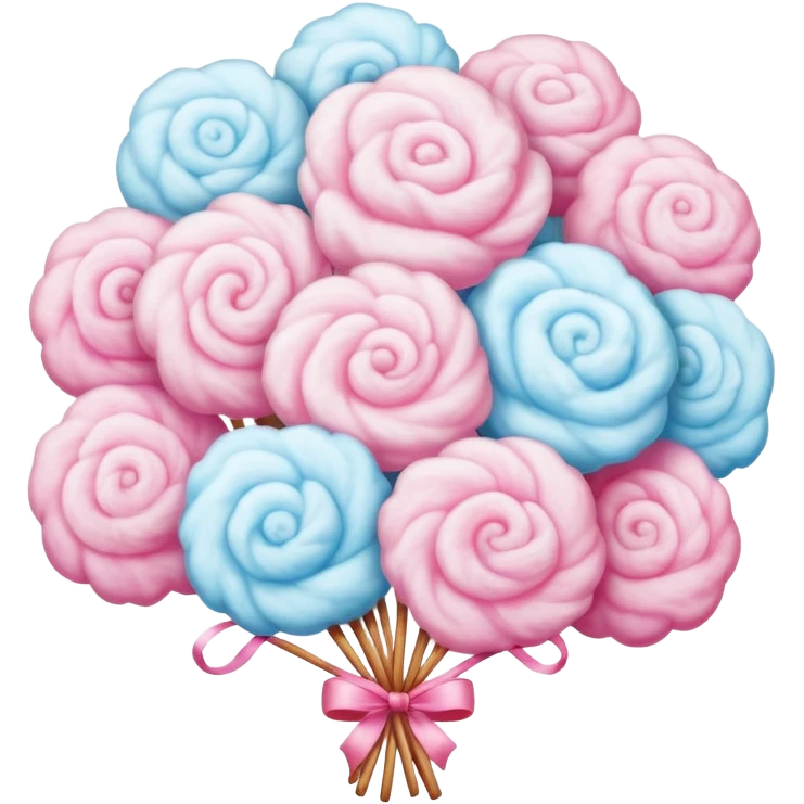 Cotton candy flower bouquet, elaborate Chinese street food art emoji