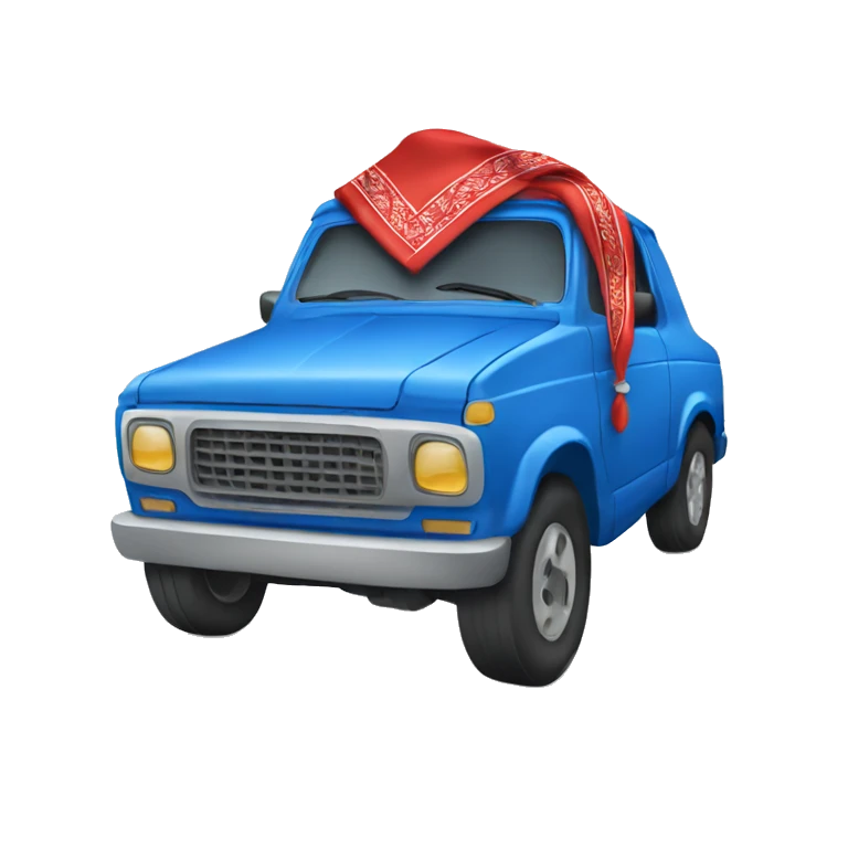 Car wearing blue bandana emoji