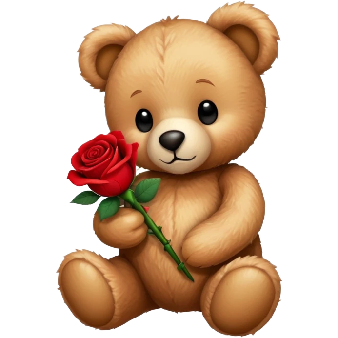 Teddy bear holding a red rose emoji
