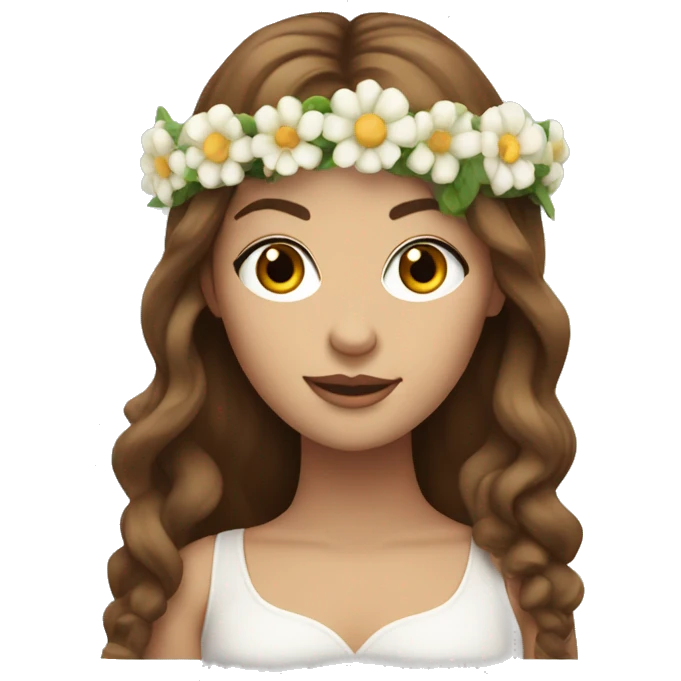 white female singer with long brown hair wearing a flower crown on her head emoji