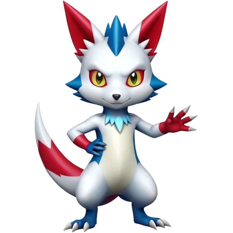 Cool Shiny Digimon-Sneasel-Zangoose-hybrid full body emoji