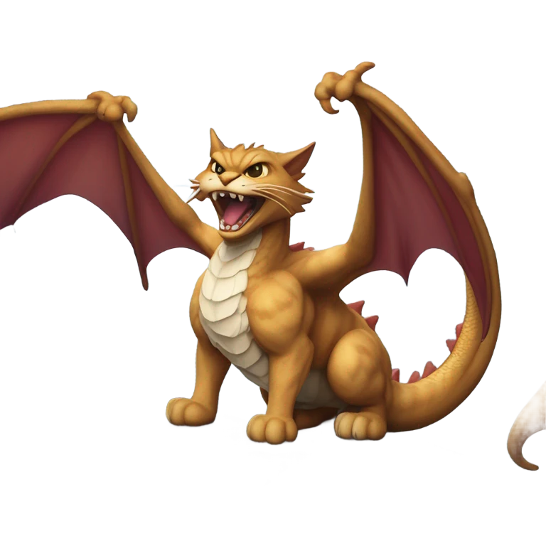 Cat on a mountain fighting a dragon emoji