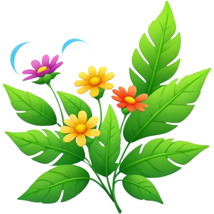 gentle wind blowing through leaves and flowers on a sunny day emoji