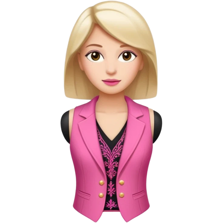 a stylish women’s vest, sleeveless, elegant and decorative design, in a bright pink color with small cute details, feminine and fancy look, no background emoji