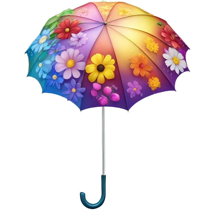 Large umbrella made of flowers with dew drops and handle emoji