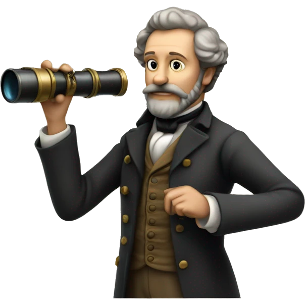 jules verne holds a spyglass in his hands emoji