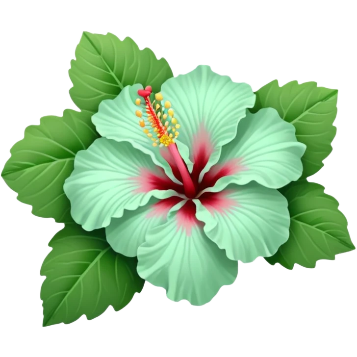 Hibiscus flower light mint green emoji