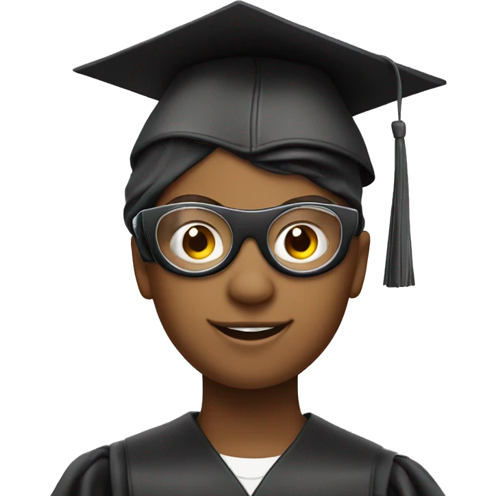 a young boy with graduation hat circle goggles and a phone emoji
