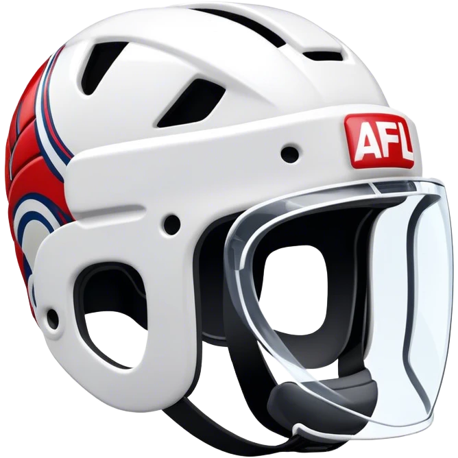 Cinematic Realistic image of AFL headgear featuring detailed cushioning and protective design elements, rendered with dynamic reflections on synthetic materials and set against a blurred action-packed background emoji