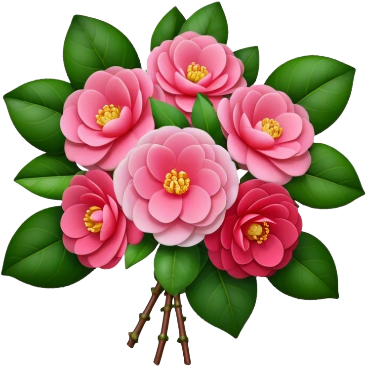 big bouquet Camellia flower, stem, leaf, more flower emoji