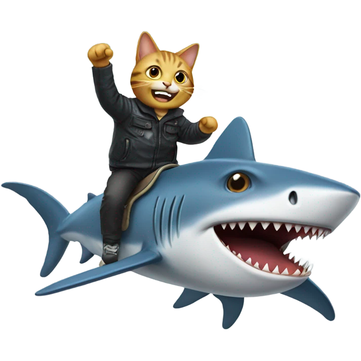 Cat riding a shark emoji