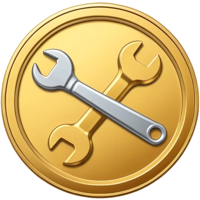 spanner icon within a gold coin emoji