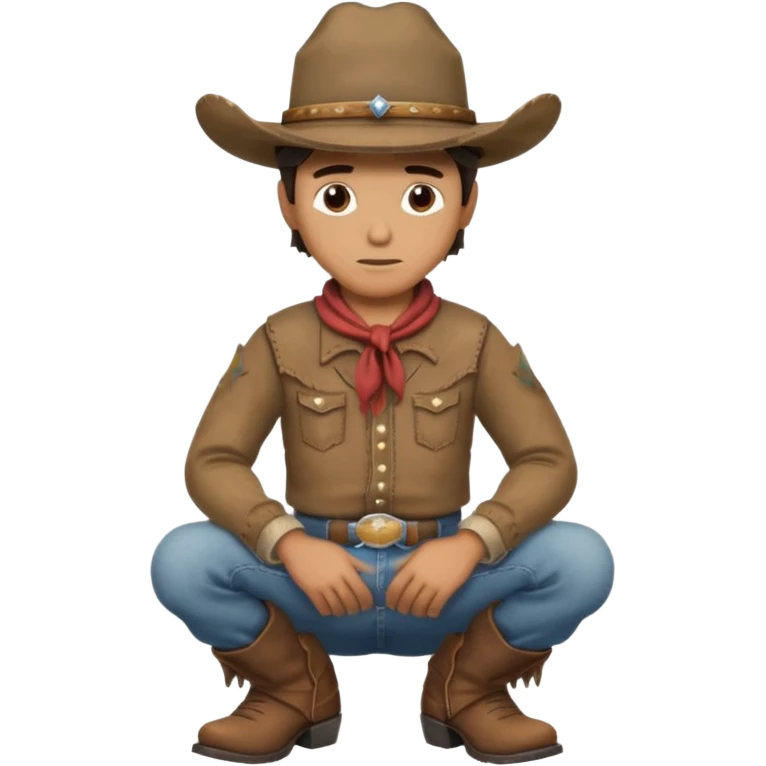 side profile of cowboy with kneews bent and hands on knees emoji