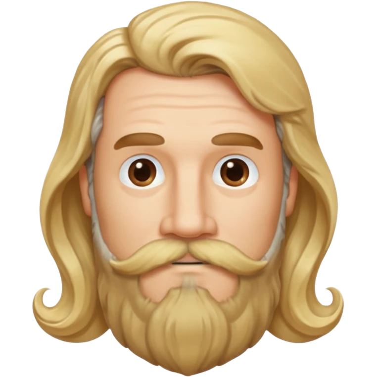 MID AGE MAN WITH LONG BLOND & bROWN WAVY HAIR, MOUSTACH AND BEARD emoji