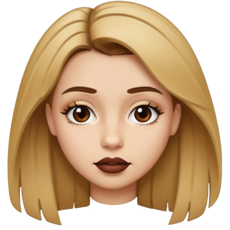 A girl with brown hair at the roots and then it’s blonde with really bad shaped eyebrows and a really bad brown lipstick  emoji