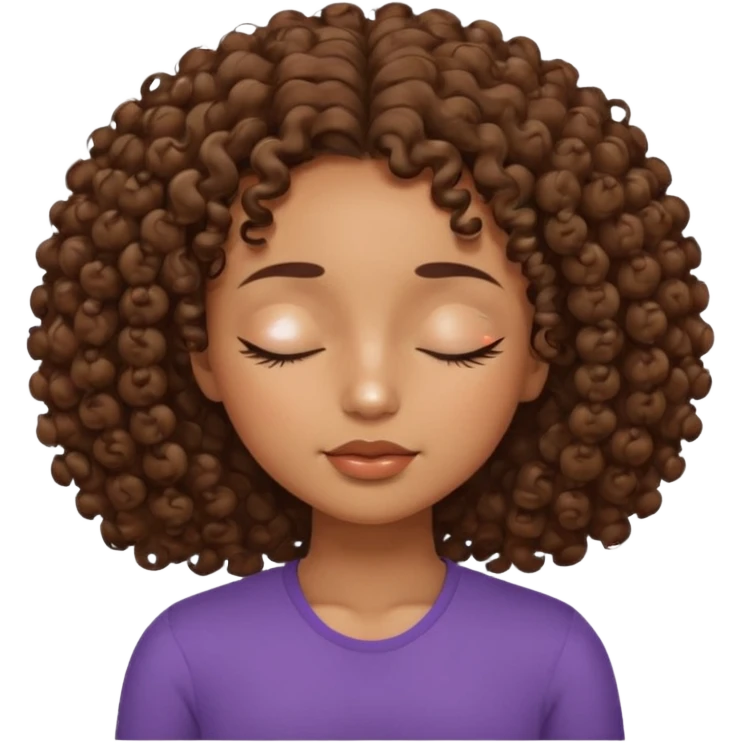 fille marron avec des boucle sans yeux bouche nez surcils emoji
