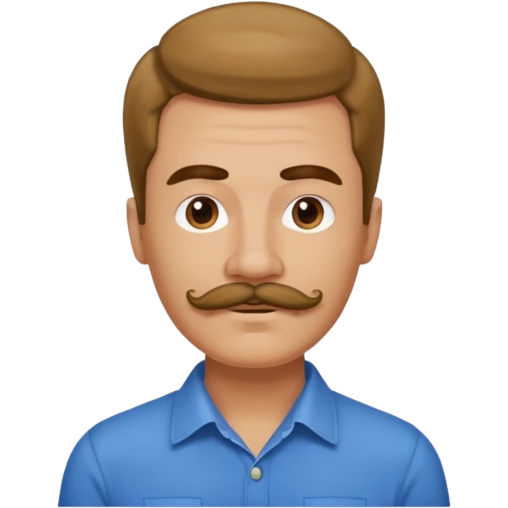mustached man with hair till the neck and colored shirt emoji