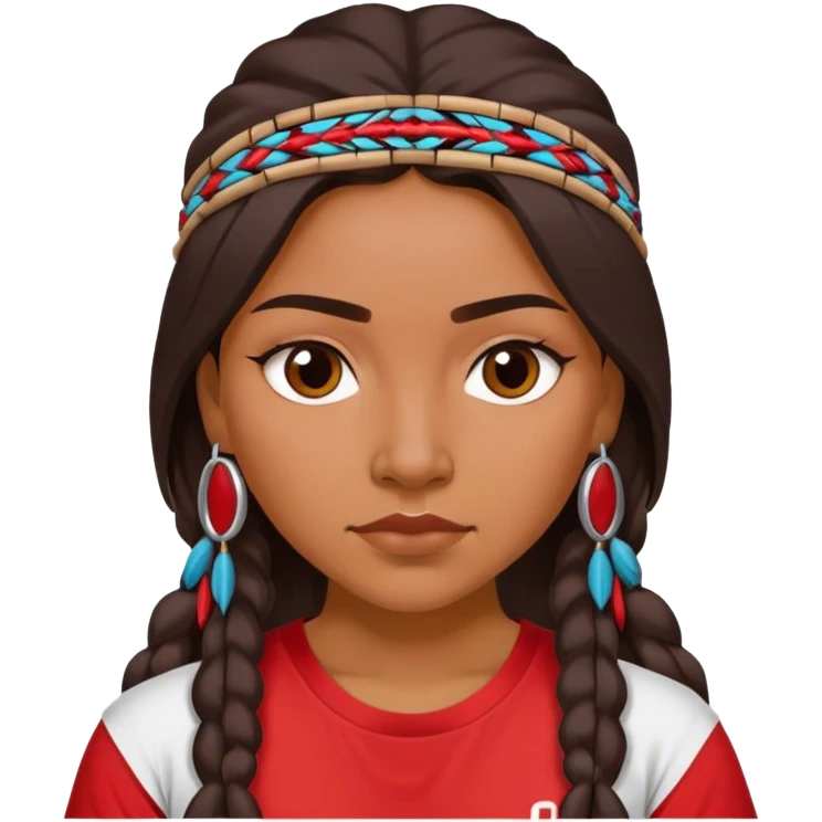 realistic Native American woman in a red “OKLAHOMA” t-shirt emoji