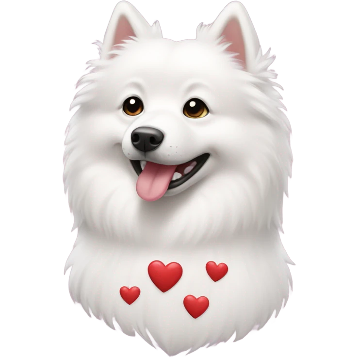 American Eskimo dog with hearts emoji