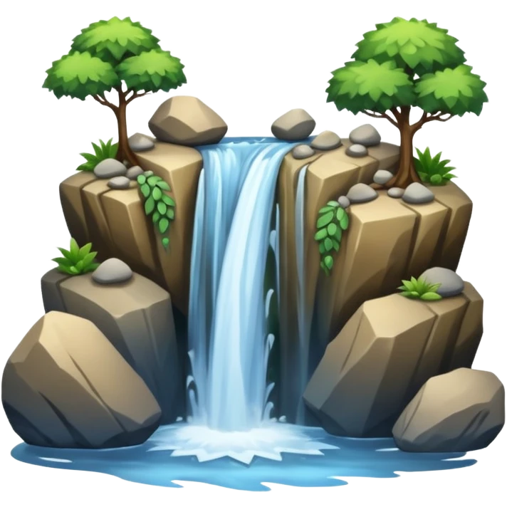 waterfall with rocks, without any plants emoji