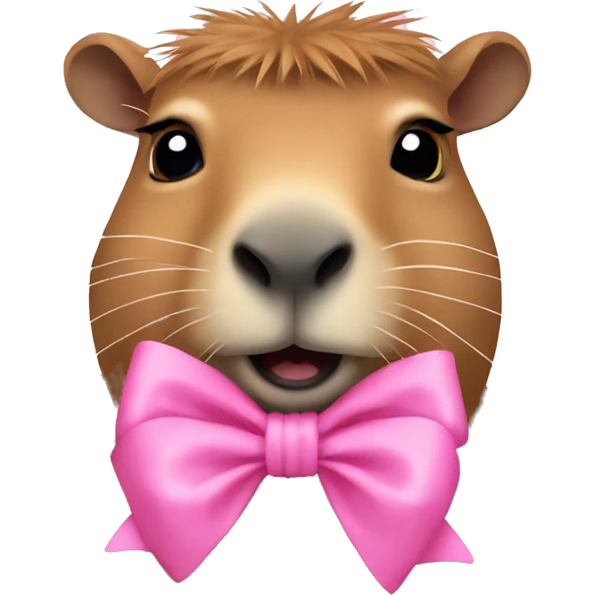 capybara wearing a pink bow emoji