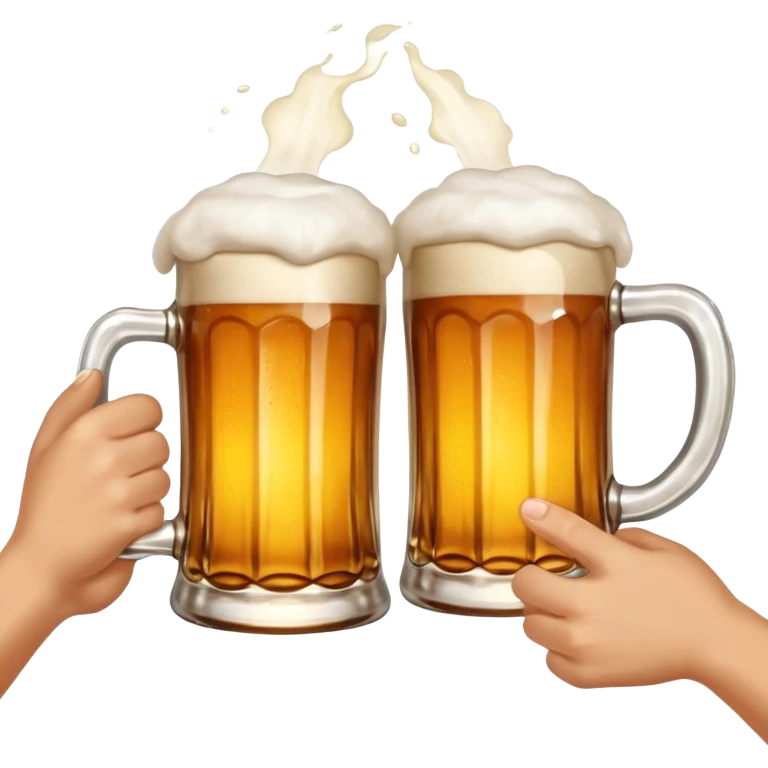 hands holding beer mugs cheers no face emoji