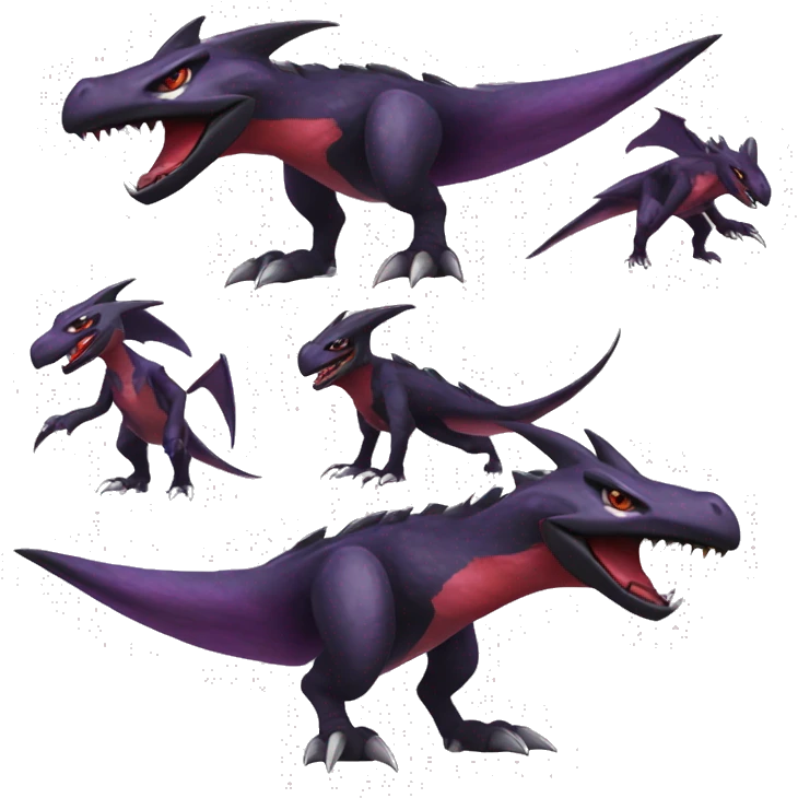 Black Cool Edgy Nargacuga-Garchomp-Noivern Fakémon  with White and Red and purple and black Edgy markings emoji