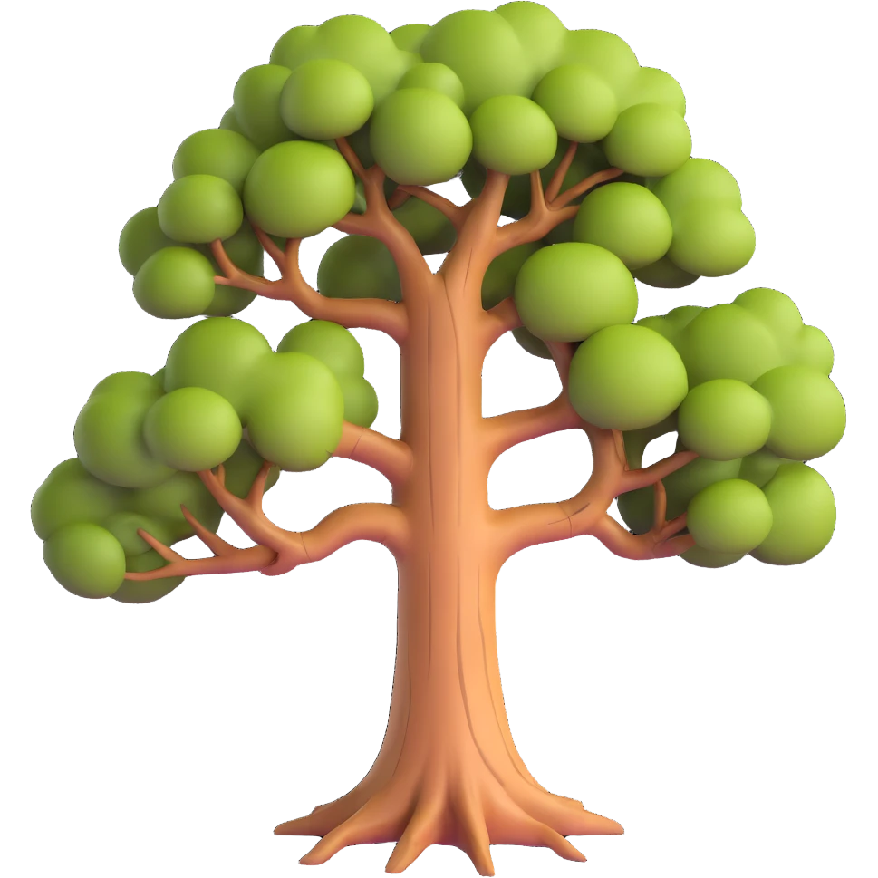 realistic tree with detailed bark texture and branches emoji