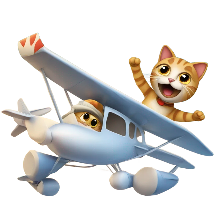 Crazy cat flying a plane emoji