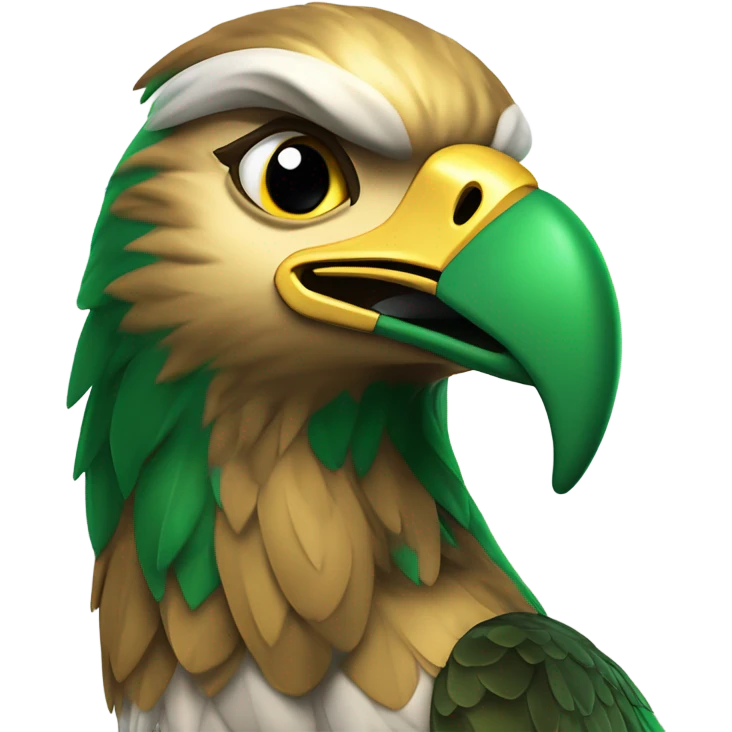 the state university of new york college at brockport's mascot Ellsworth the golden eagle celebrating christmas green beak emoji