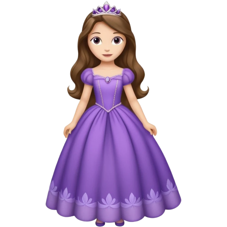 beautiful princess sofia the first with long hair with purple dresfull body emoji