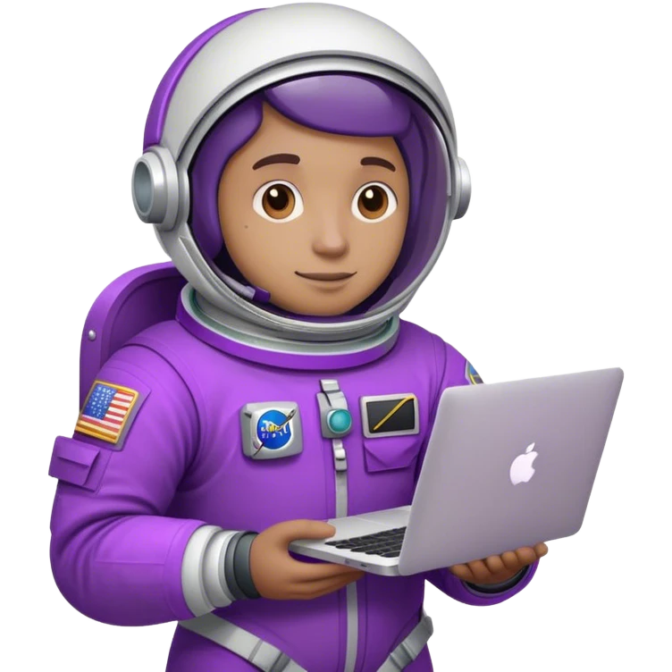 astronaut with purple suit and a macbook emoji