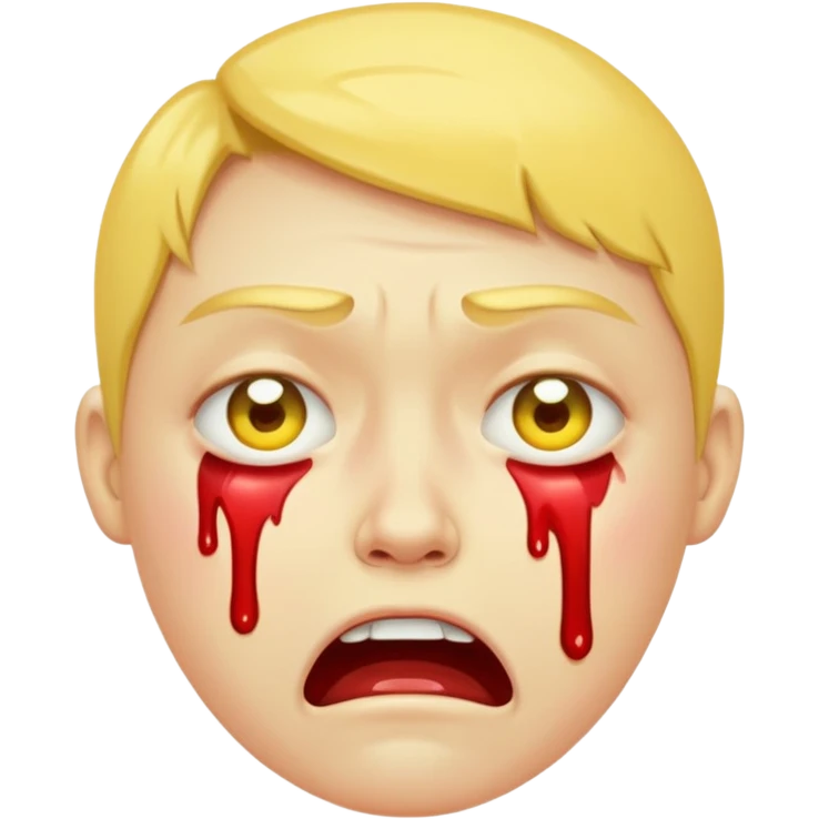 make me an emojiof a yellow face crying blood. emoji