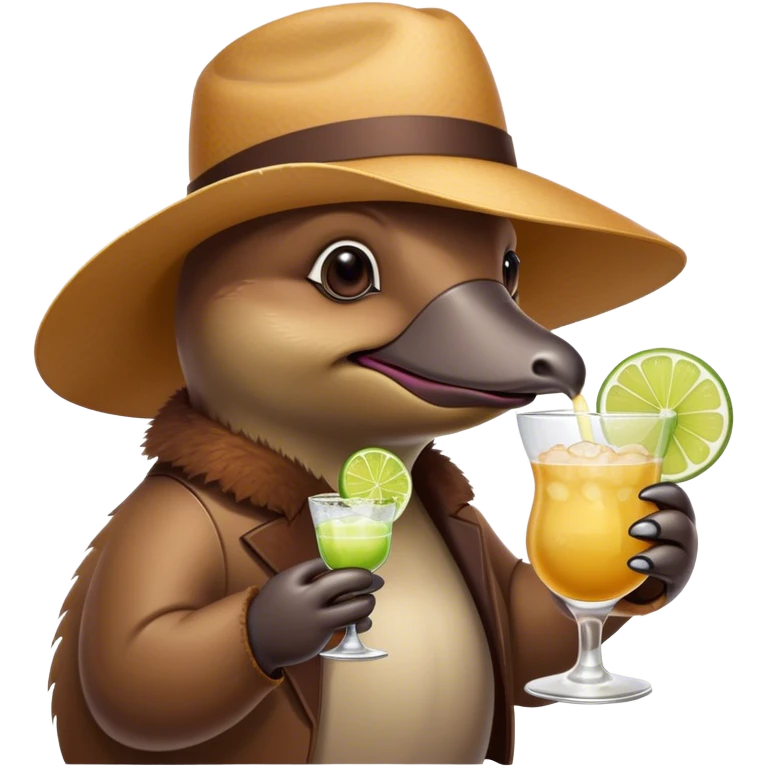 Cool platypus drinking margarita emoji
