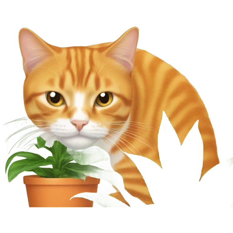 Orange cat eating houseplant  emoji