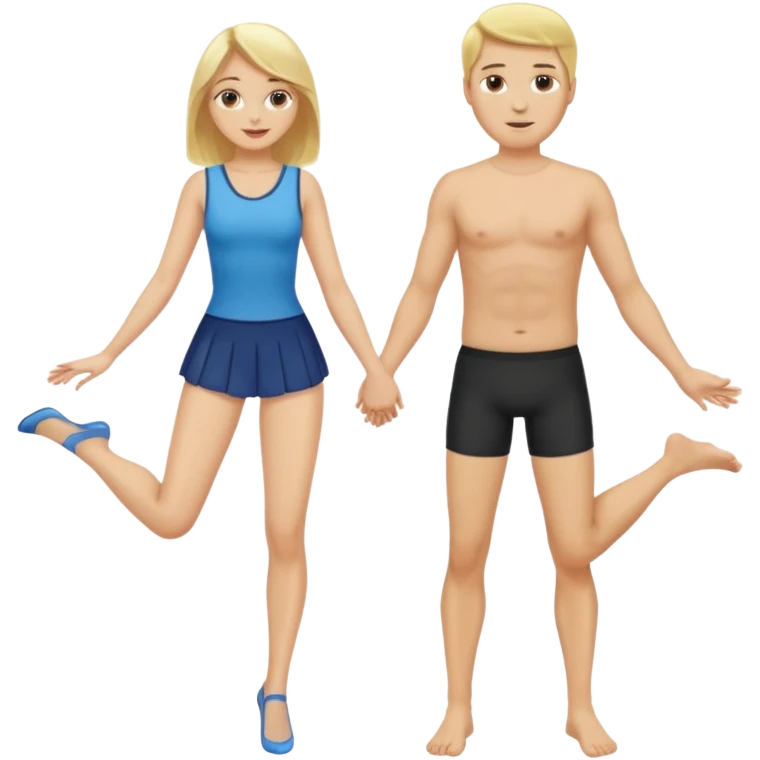 Naked blonde woman with legs spread and naked blonde man with legs spread emoji