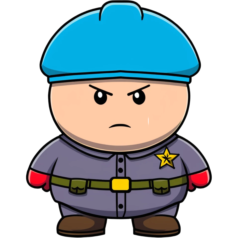 Cartman from South Park in military uniform, combat gear emoji