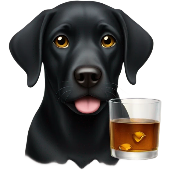 Black Labrador drinking whiskey  emoji
