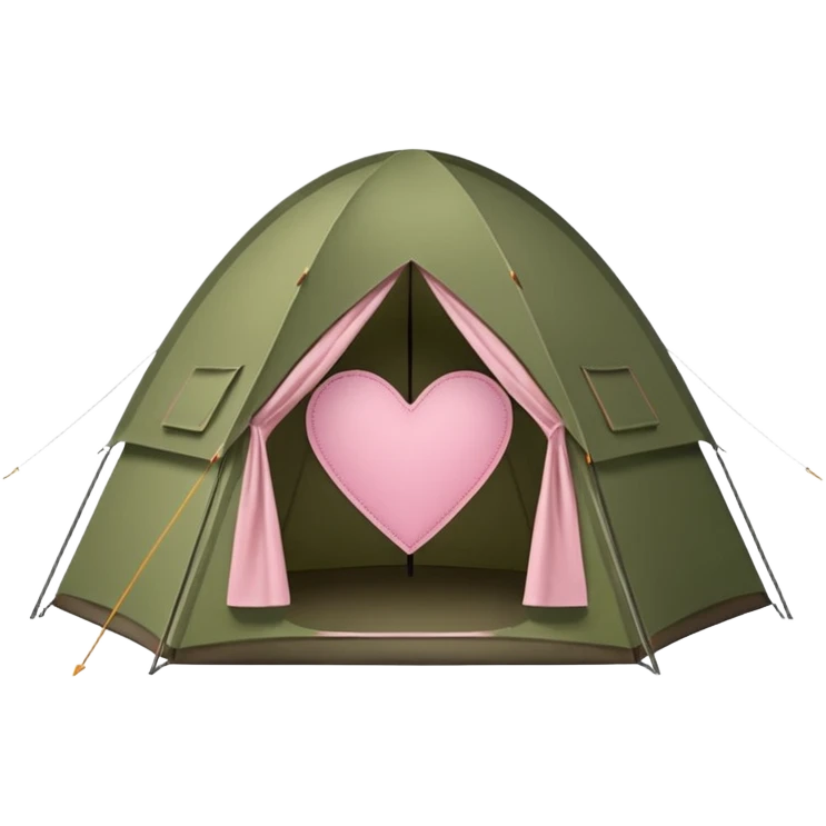 Refuge tent in the shape of a heart with olive green and light pink emoji