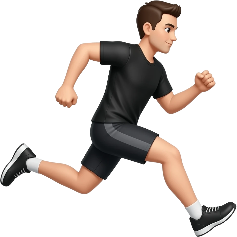A 2D black runner RUNNING emoji