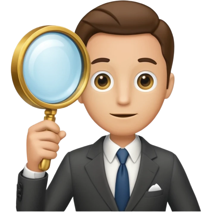Magnifying glass that has limbs and a suit on(should look like the character Rodger from Dandy’s World) emoji