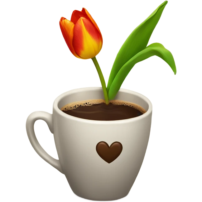 coffee with a tulip late art emoji