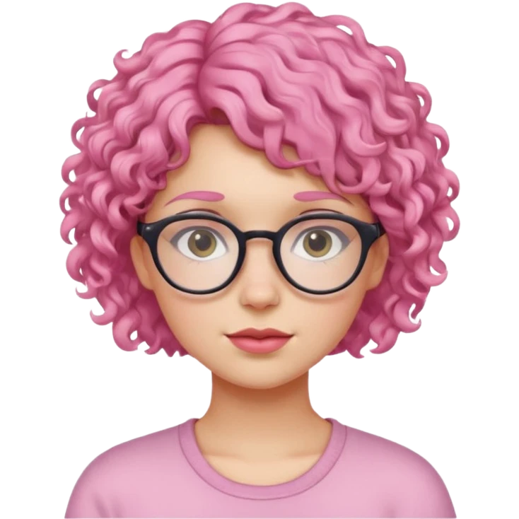 girl with glasses and curly pink short hair emoji